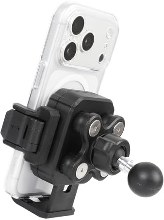FPN Universal Phone Holder Base for RAM Mounts B Size Double Socket Arm, 1 (25mm) Ball Mount with Vibration Dampener [Camera Friendly] [1s Lock & Release], Fits 4.7-7.2 Smartphones