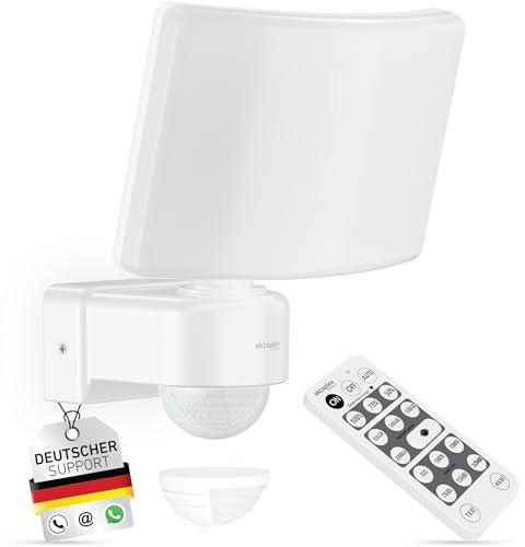 Oktaplex Cali projecteur extérieur avec détecteur et télécommande 3000lm | Blanc chaud 3000K, éclairage extérieur, 26W, IP65, projecteur LED, blanc