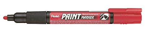 Pentel 4.0mm Bullet Point Paint Marker with Cellulose Based Paint Permanent Vivid Colours - Red