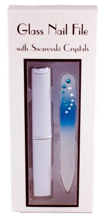 Mini Glass Nail File Embellished with crystals from Swarovski® with Hard Case - Blue Rainbow