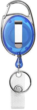Karteo® Badge retrattile blu retrattile con moschettone clip e anello portachiavi porta documenti per fodere carte chiavi