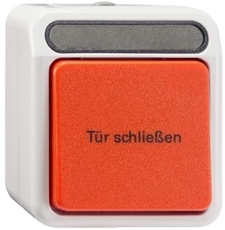 Schneider Electric Merten MEG3167-8029 Aufputz 1-fach Auslösetaster für Feststellanlage 1 Schließer 1-polig + 1 Öffner 1-polig lichtgrau, AQUASTAR