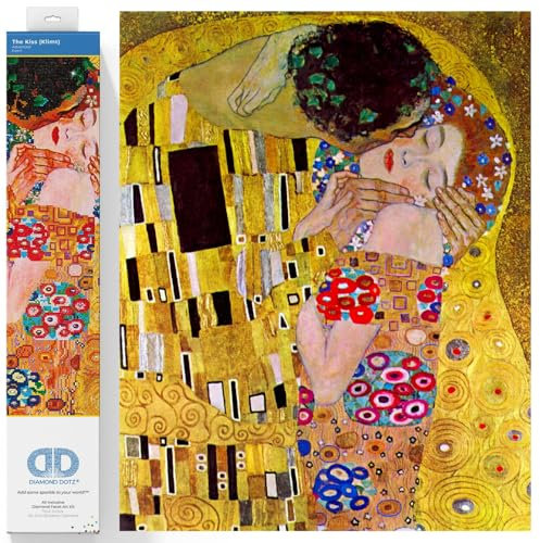 Diamond Dotz DD13-001 Der Kuss von Gustav Klimt, ca. 55,9 x 71,12 cm groß, Diamond Painting, Malen mit Diamanten, funkelndes Bild zum Selbstgestalten, für Kinder und Erwachsene