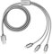 2x 3in1 Kabel Silber 1,5m - Lightning - Micro USB - USB C – Multiladekabel Set für iPhone, Samsung, Huawei – Schnellladefunktion