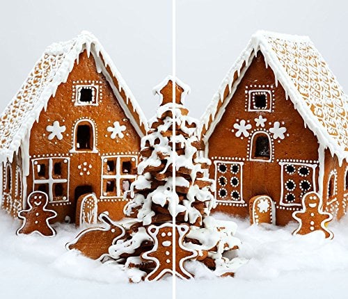 DAMU |Ceranfeldabdeckung 2 Teilig 2x30x52 cm Herdabdeckplatten Weihnachten Elektroherd Induktion Herdschutz Spritzschutz Glasplatte Schneidebrett WeiĂź Braun Weihnachten
