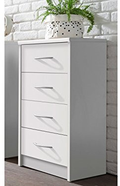 möbelando Kommode Hochkommode Anrichte Standschrank Schubladenkommode Schrank Olli IX Weiß