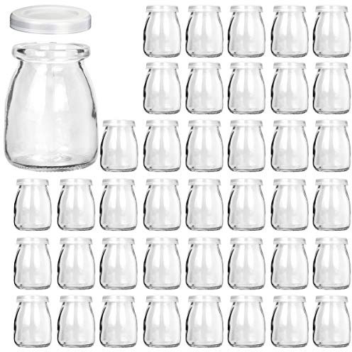 Kamota Einmachgläser, 150 ml, mit normalen Deckeln und Bändern, ideal für Marmelade, Honig, Hochzeiten, Gastgeschenke, Babynahrung, DIY magnetische Gewürzgläser, 40 Stück, 40 Etiketten enthalten