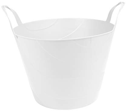 Ondis24 Flexi Tub Billy 45 Liter, Flexibler Tragekorb, für Flüssigkeiten geeignet, Gartenkorb rund, Wäschekorb weiß