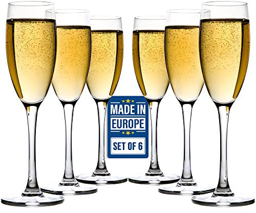 CRYSTALIA Premium Cristal Flute Champagne Lot de 6 100% SANS PLOMB Verres à Champagne Coupe, Flutes a Champagnes Verre, Coupe de Champagne Flûtes en Verre pour Mariage Flûtes à Champagne Flute Glasses