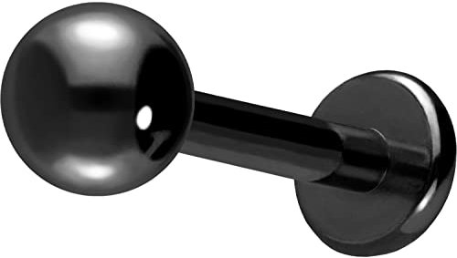 PIERCINGLINE Labret Stecker Chirurgenstahl Piercing Lippe Nase Ohrpiercing Schwarz 4 x 1,2 x 9 mm