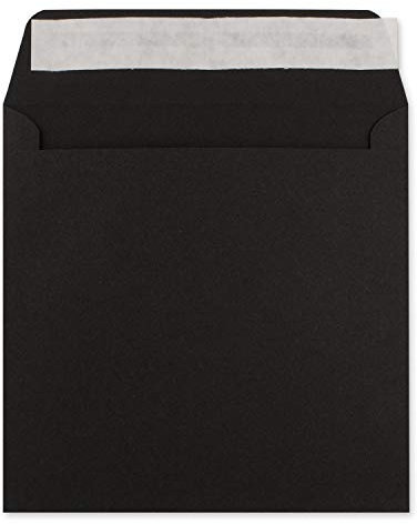 25 Quadratische Brief-Umschläge Schwarz - 15,5 x 15,5 cm - 120 g/m² Haftklebung stabile Kuverts ohne Fenster - von Ihrem Glüxx-Agent