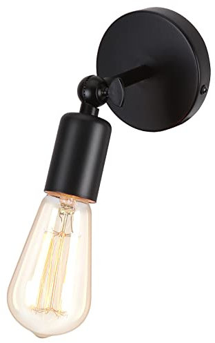iDEGU Industrie Wandleuchte E27 Wandlampe Innen Vintage Lampenschirm aus Metall 180 ° Einstellbare Metall Wandbeleuchtung für Schlafzimmer Badezimmer Flur Wohnzimmer, Schwarz