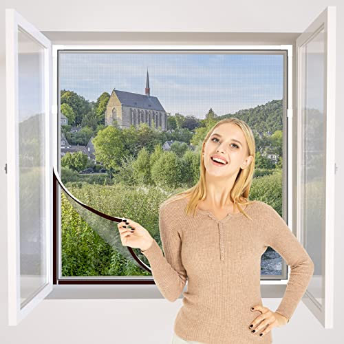 NeatiEase Mosquiteras para Ventanas Pantalla magnética ajustable y flexible de 100 x 130 cm, se adapta a cualquier tamaño más pequeño(Marco blanco, malla gris)