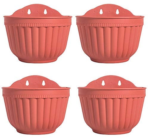 Orimerc 4 Unidades Rojo ladrillo de Resina para Colgar en la Pared, Maceta Vertical para jardín, Soporte de Pared para Colgar en la Ventana, para Interiores y Exteriores, Cesta de Flores, Hierbas