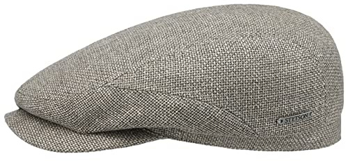 Stetson Taleco Wool Flatcap mit Leinen Schirmmütze Schiebermütze Wollcap Leinencap Herren - Made in The EU Schirm, Futter, Futter Frühling-Sommer - 58 cm hellgrau