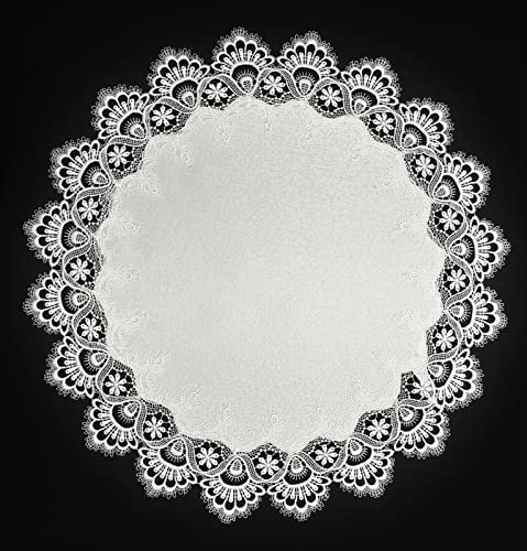 Spitzendecke Spitze Altweiss #8139 Tischläufer Mitteldecke Tischband (60cm Rund)