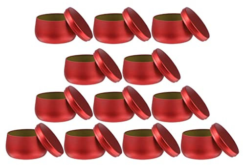 Boîte De Bonbons en Fer 12Pcs 8Oz Bougie D' étain Boîtes avec Couvercles Ronde Bougie Conteneurs en Métal Bougie Bocaux pour Bricolage Arts Artisanat De Stockage Cadeaux Et Plus (Rouge) Fer Thé Pot