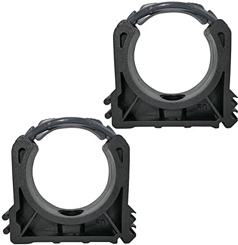 AERZETIX - C51792 - Juego de 2 abrazaderas de montaje en pared para tubo Ø50mm - soporte guía enganchar de tubo - en plástico
