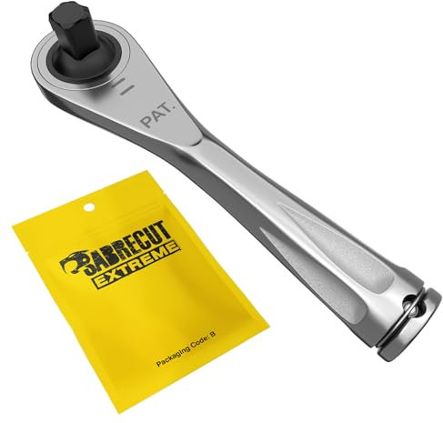1 x SabreCut MRSC03 Mini-Mikro-Ratsche 1/4 Zoll Vierkant 6,3mm (1/4 Zoll) Sechskantantrieb Edelstahl professioneller Handratschenschlüssel mit 72 Zähnen