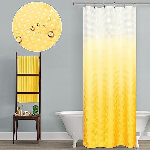 Mrs.Naturall Tende da doccia giallo brillante per bagno, piccola stalla Ombre tenda da doccia con set di ganci, 91 x 183 cm, giallo girasole