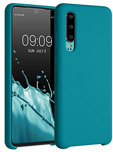 kwmobile Hülle kompatibel mit Huawei P30 Hülle - Silikon Handy Case - Handyhülle weiche Oberfläche - kabelloses Laden - Karibikblau