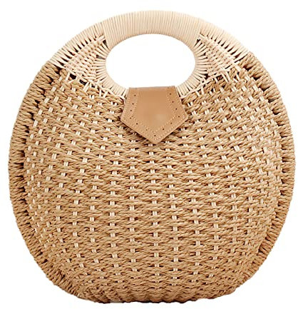 Jeshowmen Sac à main pour femme - En paille - En forme de coquillage - Avec fente pour portefeuille, marron, Lot de 2
