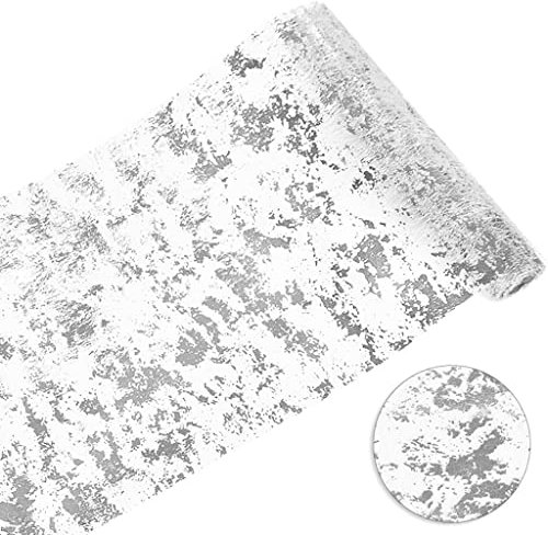 Dalettu Tischläufer Silber, Wiederverwendbaren Dekostoff aus Polyesterfasern Dekostoff Silber Tischband für Familientisch, Hochzeit, Weihnachten, Ostern und Allen Feierlichkeiten