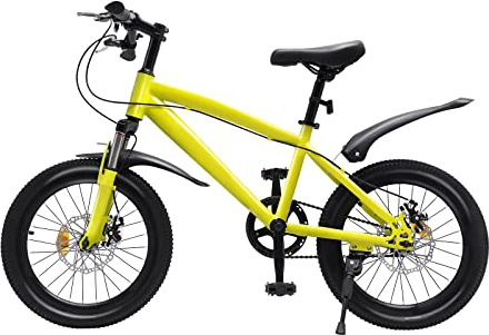 SHZICMY 18 Zoll Kinderfahrrad,Mountainbike für Jungen Mädchen Fahrrad - HöHenverstellbar -Geeignete Kinder Höhe 1.25-1.4m/ 4.1-4.59ft,Über 60kg (Gelb)