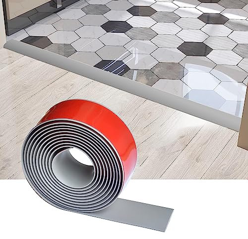 4M*5CM PVC Floor Transition Strip,Flooring Threshold Transition Strip,Carpet Trim Strip, Tile to Laminate Floor Cover Strips Self Adhesive for Living Rooms, Kitchens and Stairs(Grey)