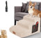 MASTERTOP Escaliers pour Chiens à 3 Marches en Éponge Haute Densité, Échelle Large pour Animaux de Compagnie, Escaliers Chien Antidérapant avec Housse Amovible pour Monter Canapé et Lit (Beige)