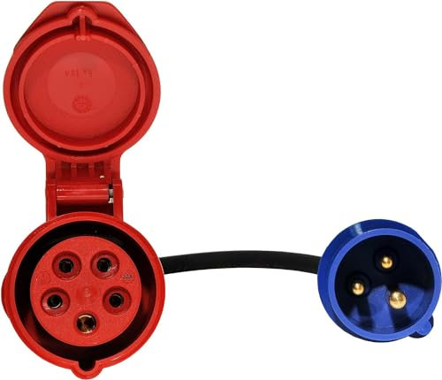 EV EXPERT WALTHER Adaptateur de qualité supérieure de fiche Schuko 16 A vers prise CEE 16-32 A 5 broches 0,5 m IP44 CE (32 A 3 broches -> 32 CEE)