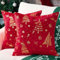 Topfinel Weihnachten Kissenbezug 40x40 Rot 2er Set Samt Weihnachtsdeko Geschenk Kissenbezüge Kissenhülle