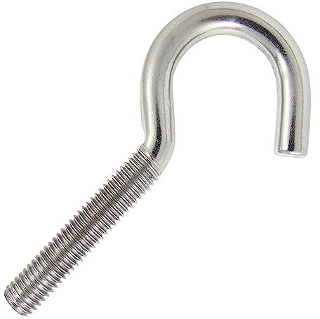 DIOS24 5 Stück Schraubhaken mit metrischem Gewinde A2 M5 x 50 mm - Haken halbrund gebogen Wandhaken Hakenschraube metrisch Gewindehaken Deckenhaken I