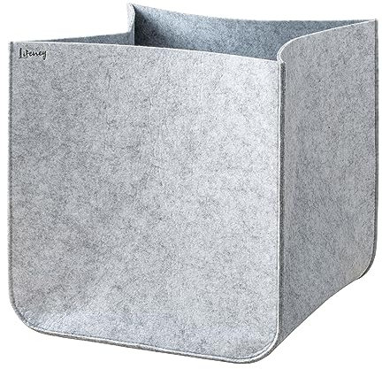 LIFENEY Aufbewahrungsbox Größe L – Schrank Organizer aus der Serie Organize your closet – Für Stauraum & Ordnung im Kleiderschrank – 54 x 37 x 21 cm, Material: Filz, Farbe: Grau