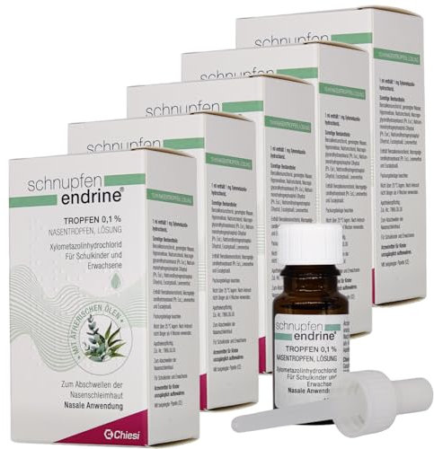 SCHNUPFEN ENDRINE 0,1% bei verstopfter Nase I schnelle Wirkung I erfrischend mit Eukalyptusöl I für Erwachsene und Schulkinder I mit Pharma Perle give-away (Tropfen 5x 10ml)