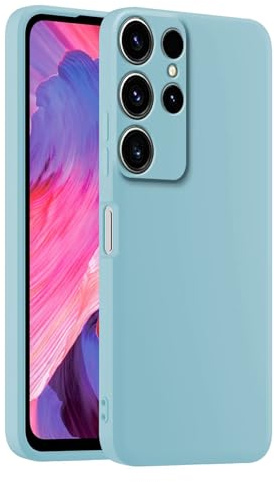 HULLIN Bunte Silikon Handyhülle, Passend für Samsung Galaxy S23 Ultra (6.8) - hellblau