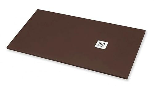Receveur de douche 80 x 90 cm Extra Slim Chocolat Ral 8017 en résine synthétique et poudre de marbre avec bonde offerte