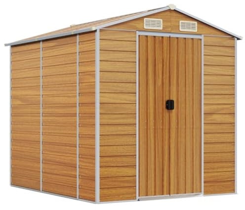 vidaXL Abri de Jardin Marron Clair 191x215x198 cm Acier galvanisé