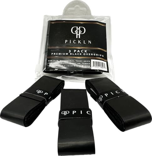 Pickleball Paddel-Overgrip, klebrig, schweißabsorbierend, super Grip, 3 Stück, Schwarz