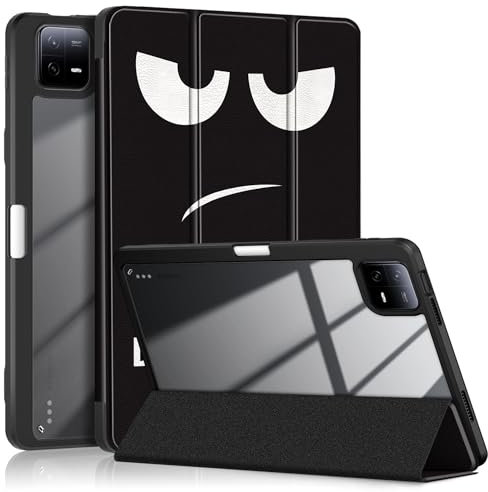 TOPCASE Hülle für Xiaomi Pad 6 /Pad 6 Pro Tablet 11 Zoll 2023 mit Pen Halter,Klar Transparente PC-Rückseite,TPU Stoßfestes DREI-Falt Ständer Schutzhülle mit Auto Wachen/Schlafen,Don't Touch