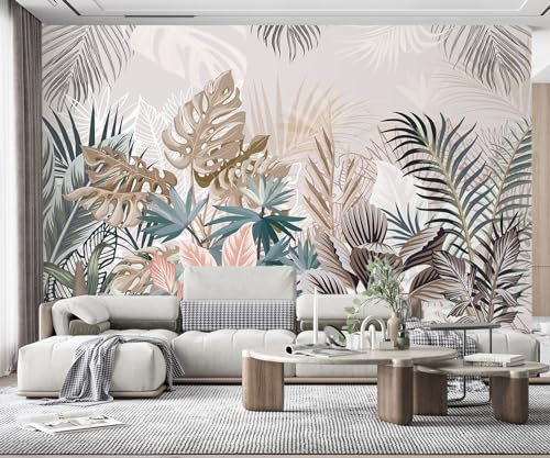 songqians Papier Peint 3D Peinture Murale 400x260cm Feuilles Tropicales Rétro Papier Peint Panoramique Tapisserie Murales Salon Chambre