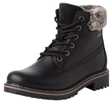 Tamaris Femme 1-26244-41 Botte Tendance, Fourrure en Cuir Noir, 41 EU