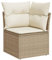 vidaXL Garten Ecksofa mit Kissen, Outdoor Sofa mit abnehmbarem waschbarem Bezug, Gartensofa mit Stahlrahmen, Gartencouch Gartenmöbel, Beige Poly Rattan