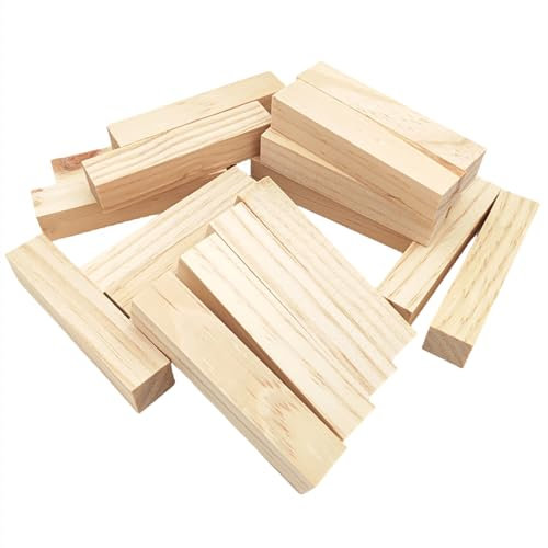 20PCS Unfinished Wooden Blocks for DIY Carving, 10x2x2cm Rectangular Wood Craft Cubes, Whittling Wood Blank Blocks for Carving