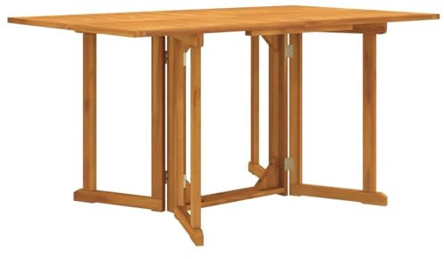 ShCuShan Garten-Klapptisch Butterfly 150x90x75 cm Massivholz Teak Tischplatte Wetterfest Stehtisch Holz Garten-Konsolentisch