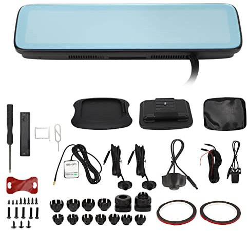 Spiegel-Dashcam für Autos, Parkmonitor, Rückspiegel-Dashcam 11-Zoll-Touchscreen 4-Kanal-360°- G-Sensor APP-Fernbedienung