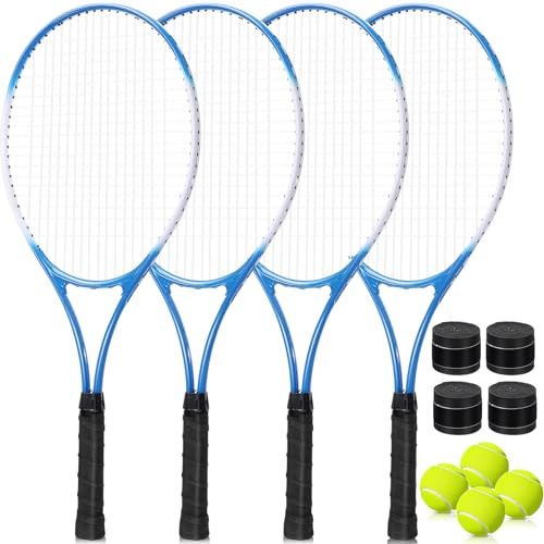 VercanMonth 4 Pack Tennis Rackets for Adults Prestrung Lightweight, Blue