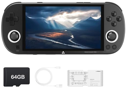 HANHIBR Trimui Smart Pro Handheld Spielkonsole 4,96 Zoll Display Spielkonsole Linux System mit Allwinner A133P Prozessor Eingebaute 64G TF Karte Schwarz