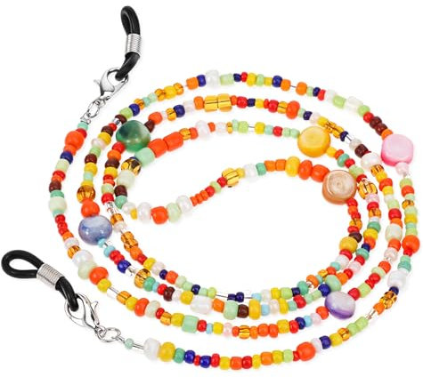 Brillenband Damen,Bunte Brillenkette Perlen Brillenbänder Universal Brillenkette Lesebrille Kette Brillen Kette Einstellbare Brillen Halter Brillenschnur für Lesebrillen Sonnenbrillen Schutzbrillen