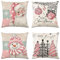 Irtyif Kissenbezug Weihnachten,Kissenbezüge,4er Set Weihnachten Kissenbezüge,Kopfkissenbezug Weihnachten,45x45cm,Leinen Dekorative Zierkissenbezüge,für Deko Weihnachten Sofa Schlafzimmer Couch(Rosa)